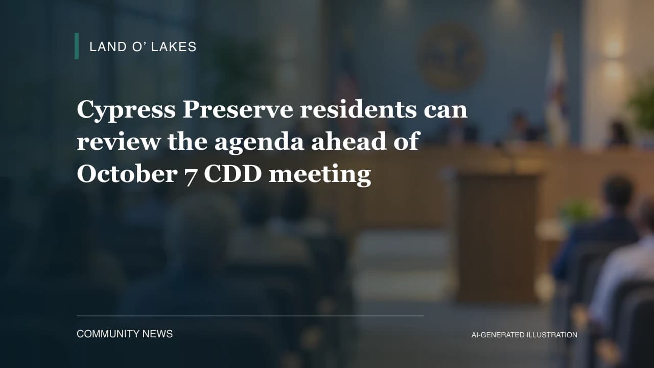 Cypress Preserve residents can review the agenda ahead of October 7 CDD meeting